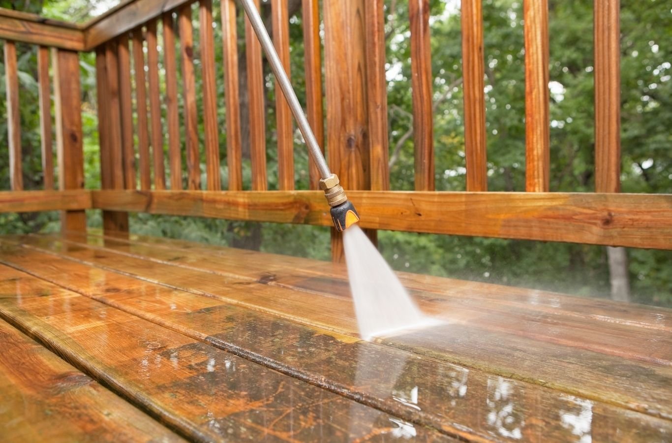 A Refresh Power Washing technician providing Deck Cleaning in Bethlehem, PA, highlighting the value of hiring a local professional.